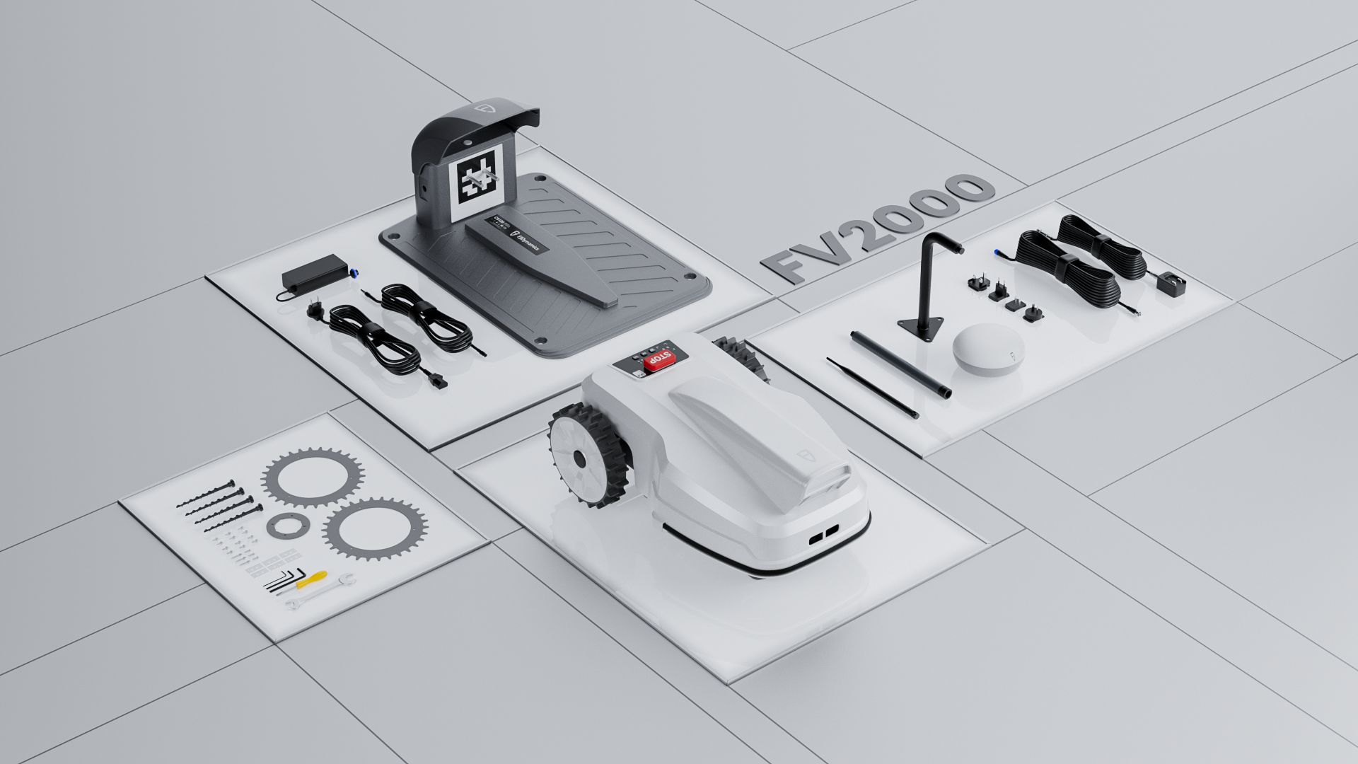 FJD FV2000 Wireless Automatic Robotic Lawn Mower for Yards